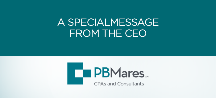 PBMares message from CEO