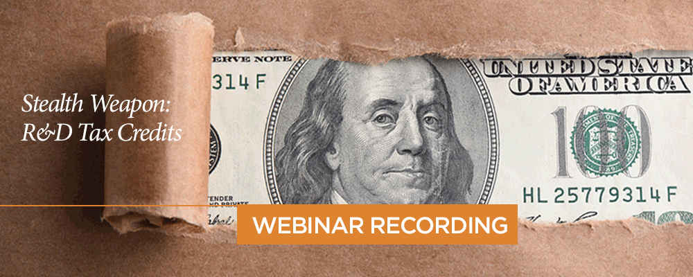 Research and Development Tax Credits Webinar